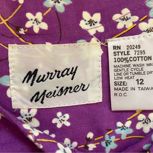 Vintage Murray Meisner (70’s/80’s) Purple Cherry Blossom Dress - Picture 6 of 10